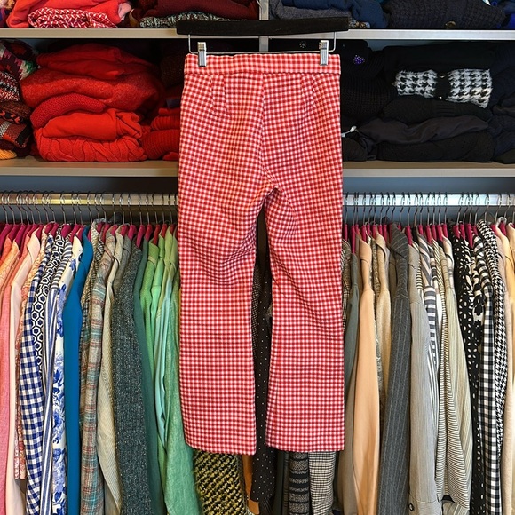Zara red/white gingham cropped pants size XS - Picture 3 of 3